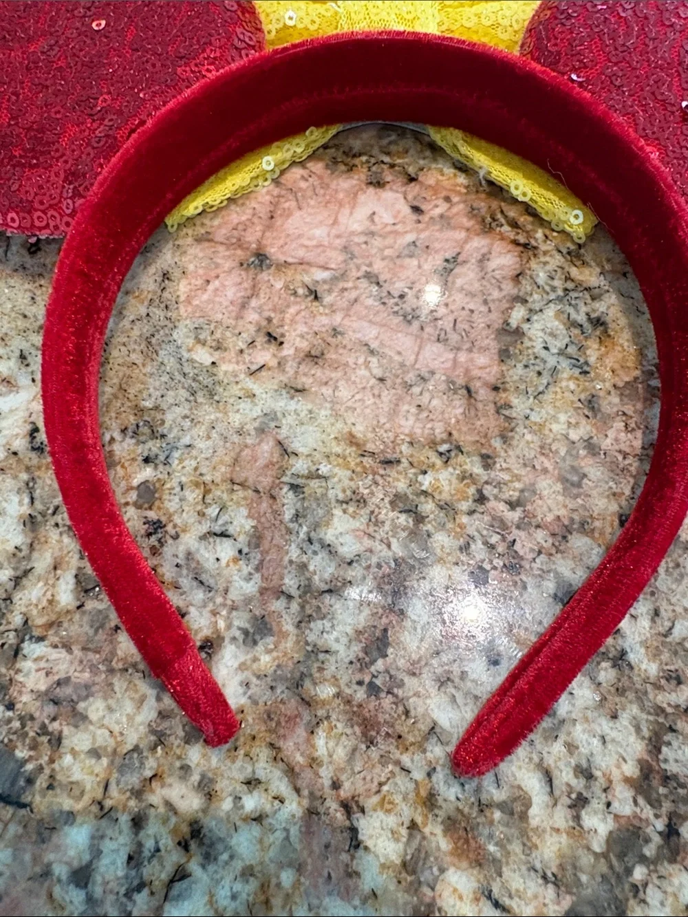 Incredibles Themed Sequin Ear Headband with Yellow Bow and Black Mask Accent